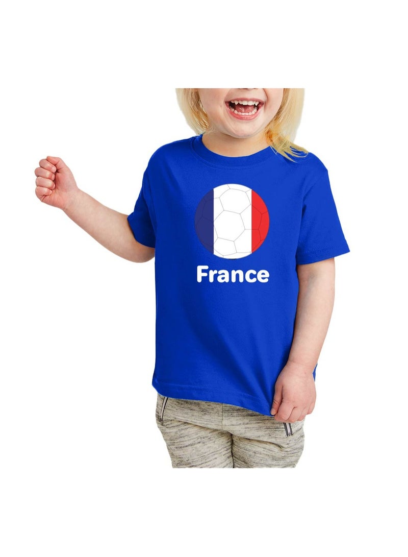 PRINTSHOP4ME France Unisex Kids T-Shirt - Short Sleeve Round Neck Cotton Tshirt for Boys and Girls - Soft and Comfortable - Gift for Young Football Fans - Image 2