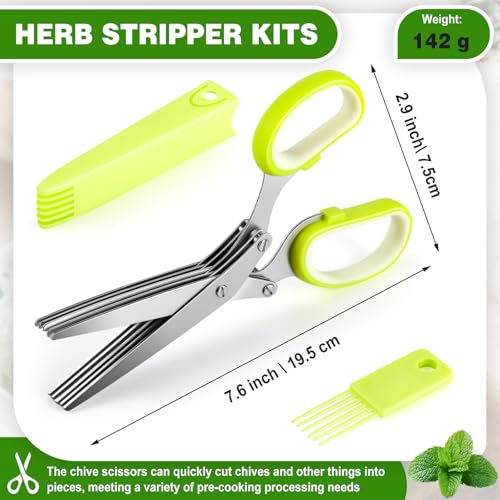Remerry Herb Scissors 5 Blade with Cleaning Comb Herb Stripper Bowl with 4 Hole Sizes Cutter for Basil Chives Parsley Kitchen Cutting Tool Set - Image 3