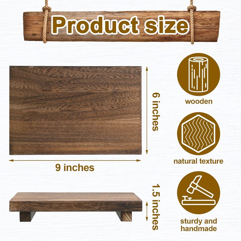 Nuogo Wooden Soap Stand Riser Farmhouse Tray Rectangle Pedestal for Kitchen Counter Rustic Sink Bathroom Dishes Plant Bottles Candles Display (Brown) - Image 3