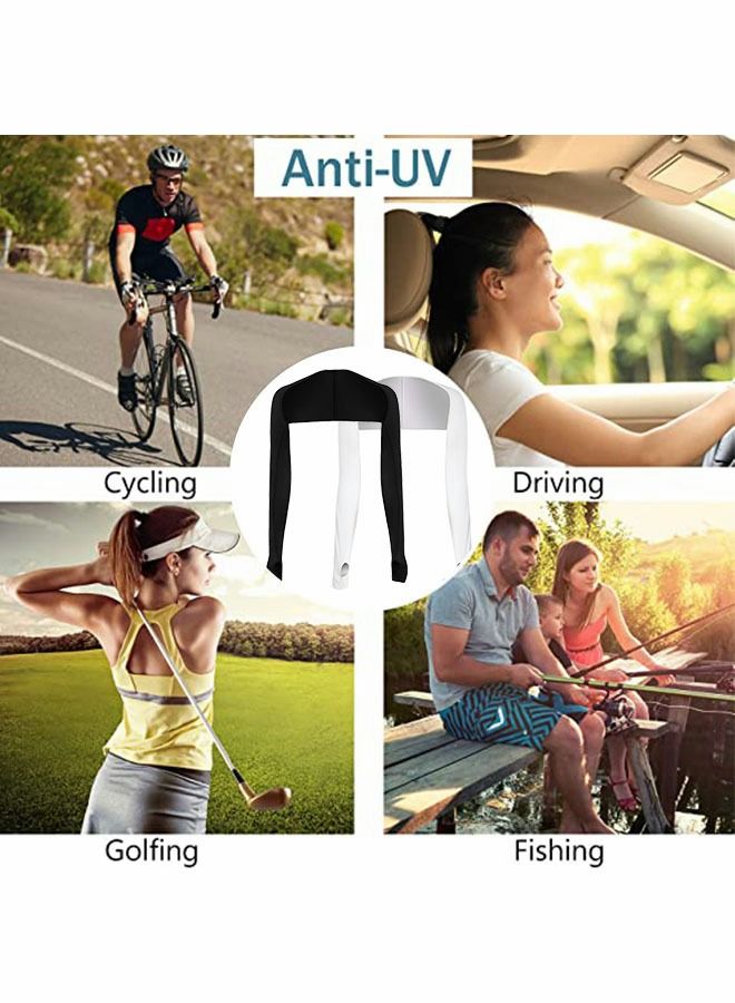 GROIC Cooling Shawl Arm Sleeves Sun Protection for Women Men with Finger Hole for Golfing, Driving, Riding, Fishing-White - Image 5