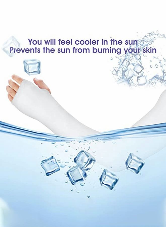 GROIC Cooling Shawl Arm Sleeves Sun Protection for Women Men with Finger Hole for Golfing, Driving, Riding, Fishing-White - Image 3