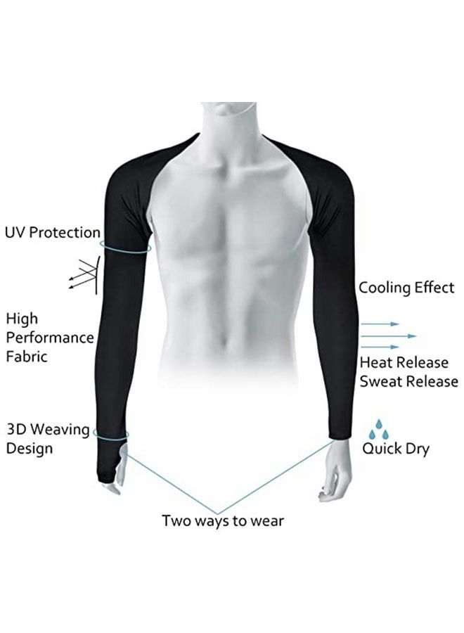 GROIC Cooling Shawl Arm Sleeves Sun Protection for Women Men with Finger Hole for Golfing, Driving, Riding, Fishing-White - Image 4