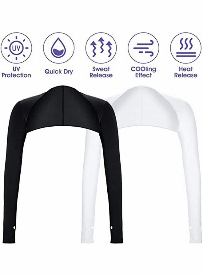GROIC Cooling Shawl Arm Sleeves Sun Protection for Women Men with Finger Hole for Golfing, Driving, Riding, Fishing-White - Image 2