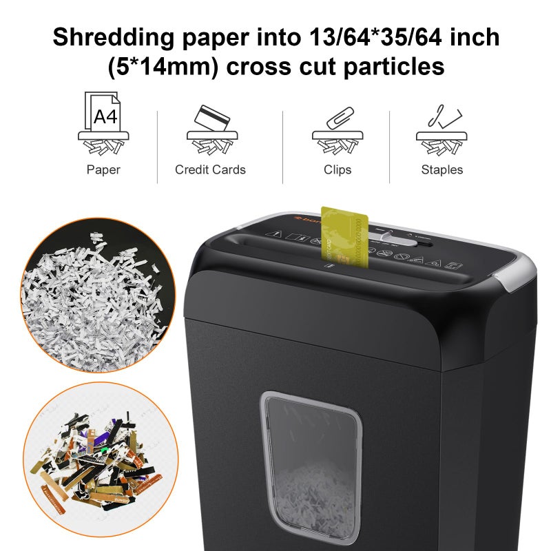 Bonsaii Paper Shredder for Home Use, 3.4 Gal Wastebasket, 6 Sheet Crosscut Paper Credit Cards, Staples, and Clips Shredder for Home Office Use, Portable Handle Design (C237-B New Version) - Image 3