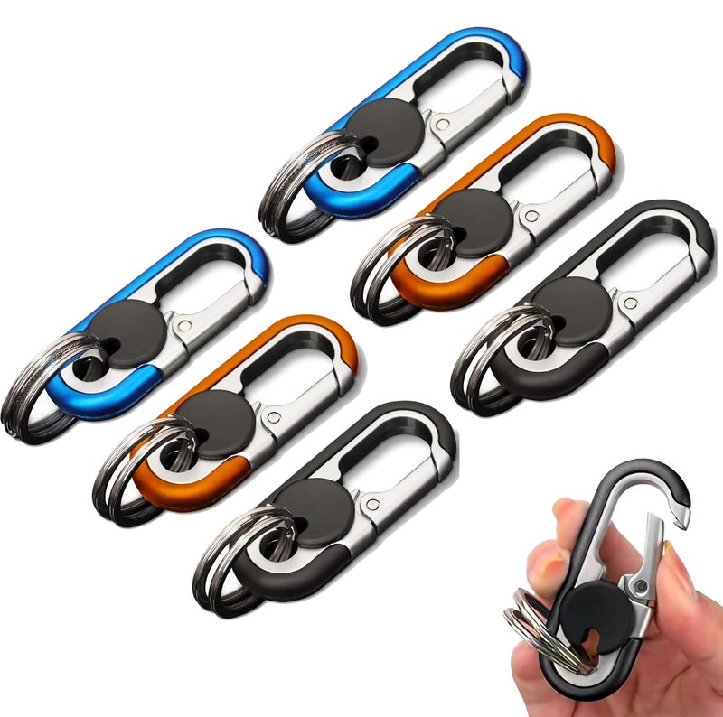 CHRIS GOOD Men's Car Key Chain 6pcs, Personalized Creative Stainless Steel Car Keychain for Men (Black,Black,Blue,Blue,Orange,Orange) - Image 1