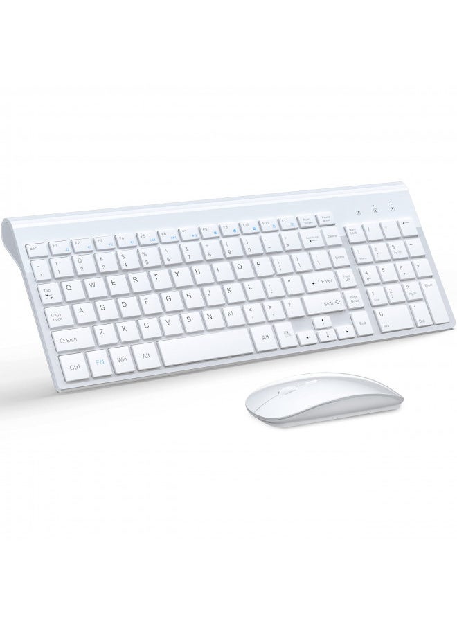 TopMate - Wireless Keyboard and Mouse Ultra Slim Combo, TopMate 2.4G Silent Compact USB Mouse and Scissor Switch Keyboard Set with Cover, 2 AA and 2 AAA Batteries, for PC/Laptop/Windows/Mac - White - Image 1