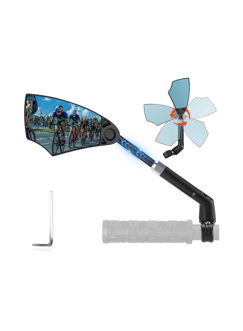 Y&D Bike Mirror, Anti-Glare Handlebar Bicycle Rear View Retractable and 360° Rotation Adjustable, HD Stable Image, for 20-23mm (Left) - Image 1