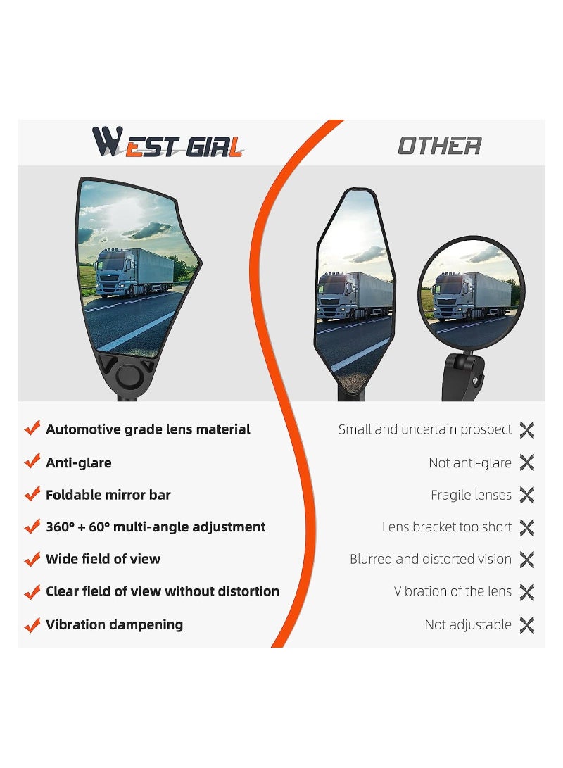 Y&D Bike Mirror, Anti-Glare Handlebar Bicycle Rear View Retractable and 360° Rotation Adjustable, HD Stable Image, for 20-23mm (Left) - Image 4