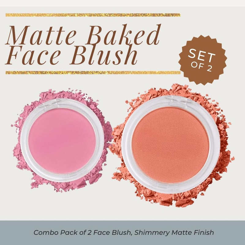 Combo Pack of Baked Face Blush Effortless Glow Seamless Blend Highly Pigmented Lightweight Matte Natural Finish Powder Makeup Blush Suitable for all skin types Pack of 2 - Image 2