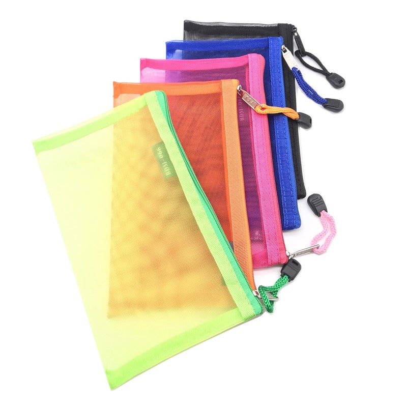 Outman Pack of 5 pcs Multipurpose Nylon Mesh Cosmetic Bag Makeup Travel Cases Pencil Case Travel Organizers - Image 1