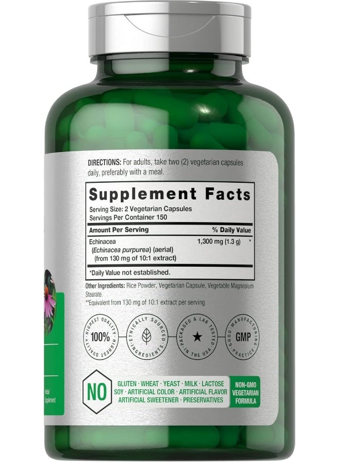 Horbaach Horbäach Echinacea Extract Capsules 1300mg | 300 Count | Vegan, Non-GMO, Gluten Free Supplement - Image 2