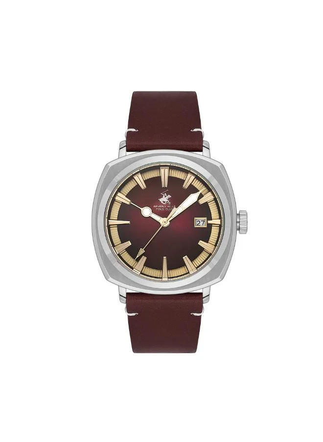 بيفرلي هيلز بولو كلوب BEVERLY HILLS POLO CLUB BP3732X.342 Men's Analog Display Watch & Leather Strap Dark Brown