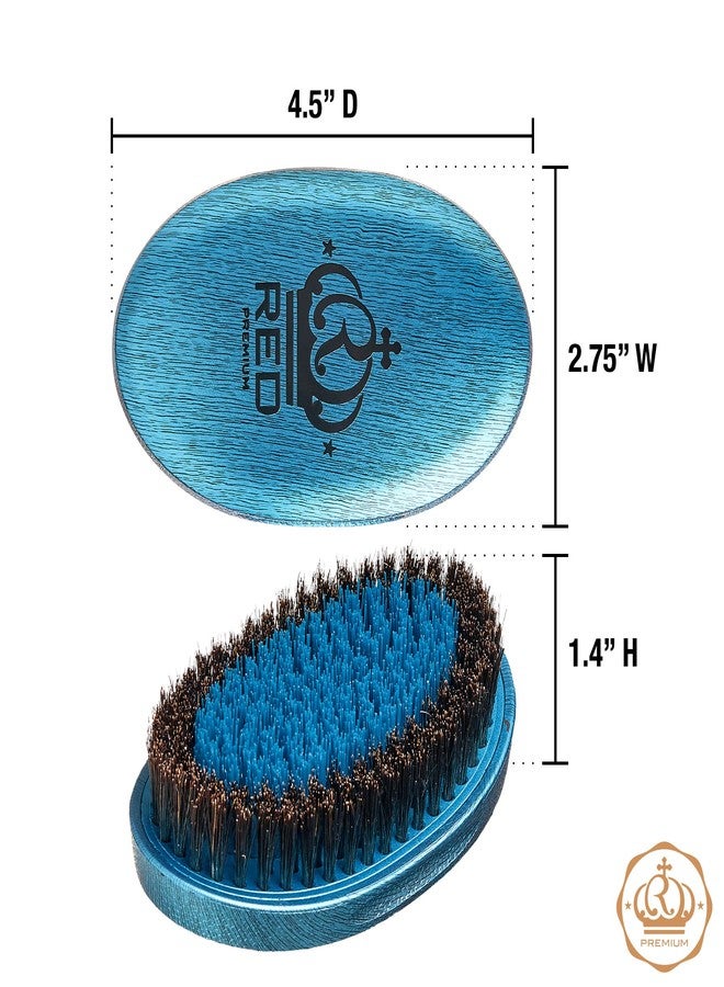 Red by Kiss RED Premium Boar Bristles Brush with Case Pocket Wave Bow Wow 360 Wave Tool for Men Curved Hard (Blue) - Image 4