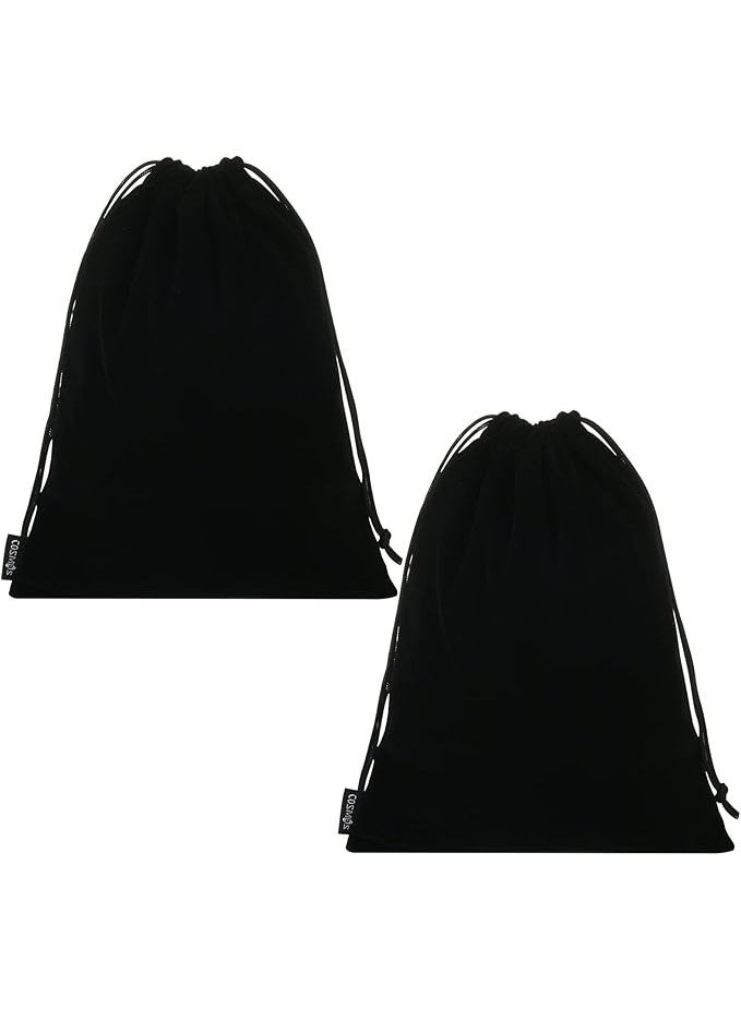 Cosmos 2 Pcs Portable Headphone Carrying Bag Travel Headset Storage Pouch Soft Drawstring Headphone Case Bag for Over-Ear Headphones Gaming Headset Neckband Earphones (Black Color) - Image 2