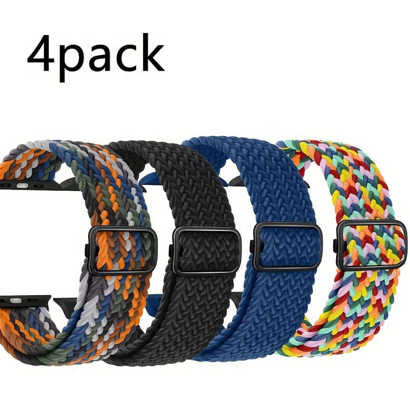 4 عبوات من أحزمة النايلون المرنة لساعة Apple Watch 38mm 40mm 41mm 42mm السلسلة 10 11 - Image 1