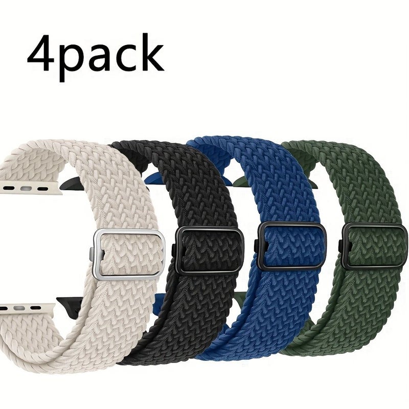 4 عبوات من أحزمة النايلون المرنة لساعة Apple Watch 38mm 40mm 41mm 42mm السلسلة 10 11 - Image 3