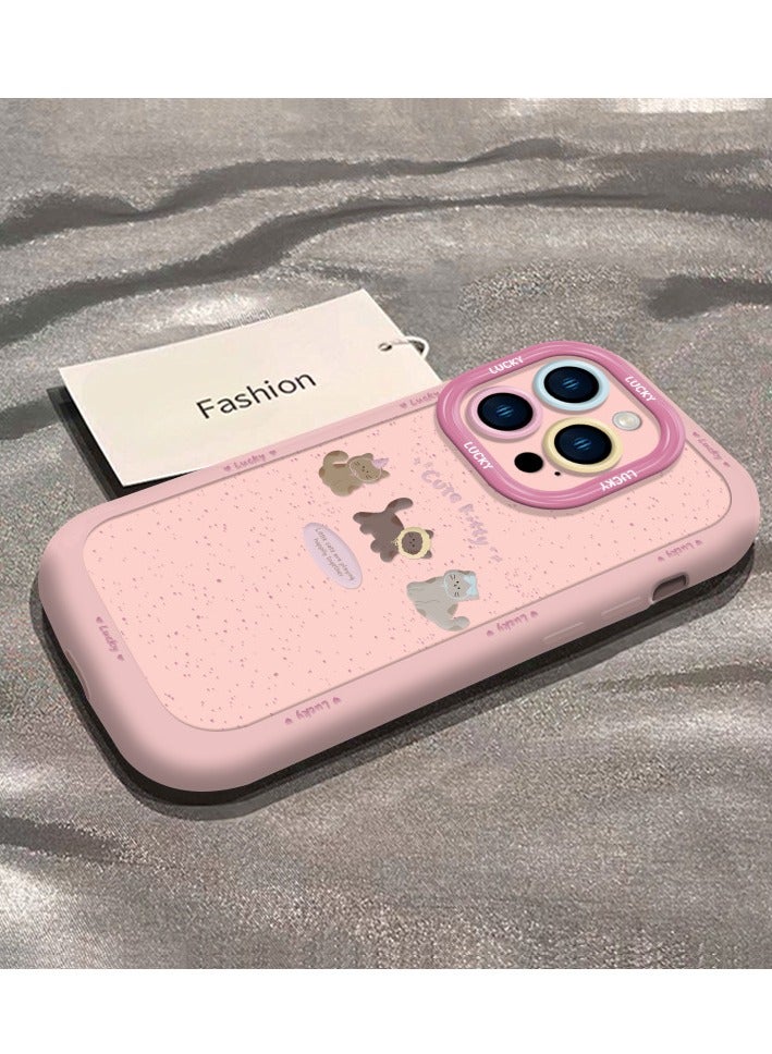 NIBEMINENT Coffee Kitty Protective TPU Case Cover For iPhone 15, Pink