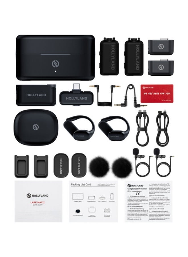 Hollyland LARK MAX 2 Ultimate Combo 2-Person Wireless Microphone System for Cameras and Mobile Devices (Space Gray, 2.4 GHz) - Image 4