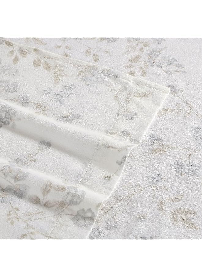 LAURA ASHLEY - Home King Sheets Cotton Flannel Bedding Set Brushed For Extra Softness And Comfort Fawna King - Image 1