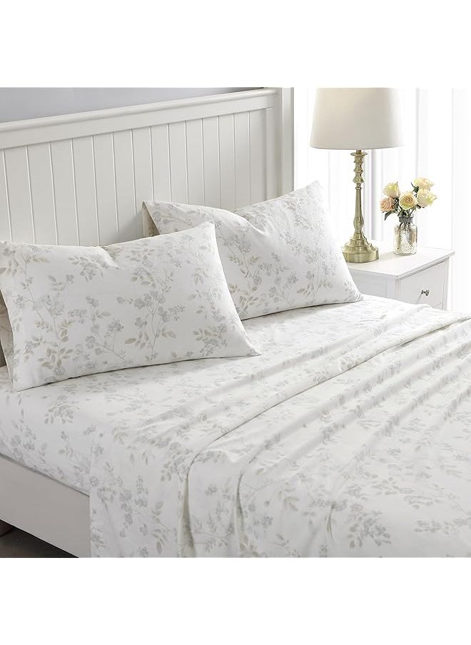 LAURA ASHLEY - Home King Sheets Cotton Flannel Bedding Set Brushed For Extra Softness And Comfort Fawna King - Image 1