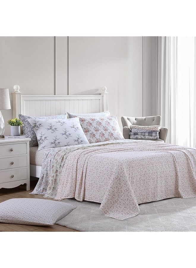 LAURA ASHLEY - Home King Sheets Cotton Flannel Bedding Set Brushed For Extra Softness And Comfort Fawna King - Image 1