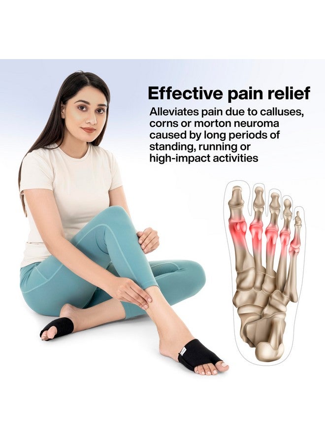 FOverA FOVERA Gel Metatarsal Cotton Sleeves with Ball of Foot Cushion for Metatarsalgia Pain Relief - Gel Ball of Foot Support Pads for Men and Women (Black, Small, Pack of 1 Pair) - Image 5