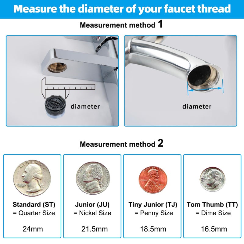 Hibbent 12 Pcs Faucet Aerator with 6 Pcs Faucet Aerator Key Removal Wrench Tool, Aerators Replacement Inserts for Sink M16.5 18.5 21.5 24 mm Tap Aerators Flow Restrictor - Image 4