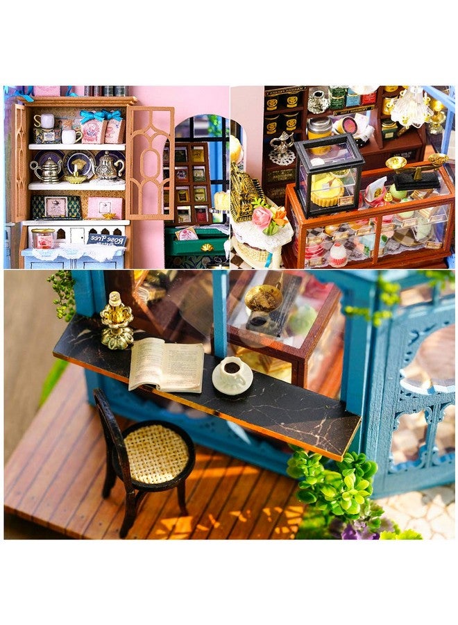 كيوت بي بيت دمى مصغر من CUTEBEE مع أثاث، مجموعة بيت دمى DIY مع مقاومة للغبار، حركة موسيقية، غرفة إبداعية بمقياس 1:24 كهدية عيد الحب للعائلة والأصدقاء (بيت شاي حديقة الورود) - Image 3