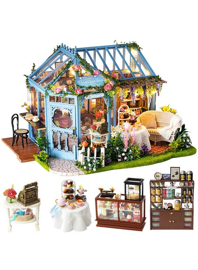 كيوت بي بيت دمى مصغر من CUTEBEE مع أثاث، مجموعة بيت دمى DIY مع مقاومة للغبار، حركة موسيقية، غرفة إبداعية بمقياس 1:24 كهدية عيد الحب للعائلة والأصدقاء (بيت شاي حديقة الورود) - Image 1