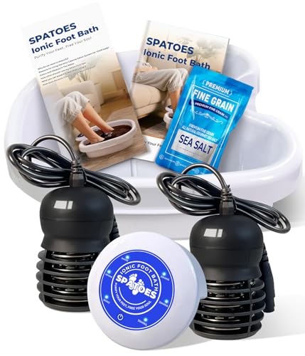 SPATOES Ionic Foot Detox Machine 30 Foot Spa at Home detox Ion Detox Foot Bath Cleanse Machine to Remove Toxins 2 Arrays 15 Disposable Foot Bath Liners Detox Sea Salt Upgraded Durable Basin - Image 1