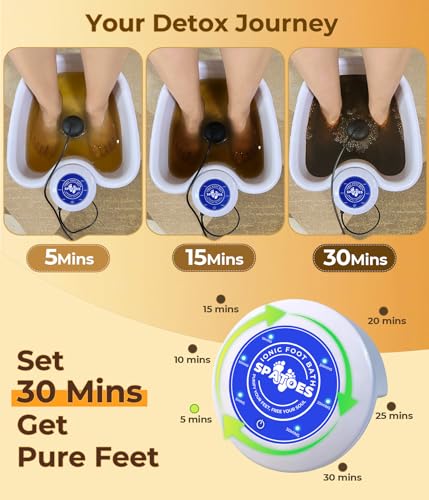 SPATOES Ionic Foot Detox Machine 30 Foot Spa at Home detox Ion Detox Foot Bath Cleanse Machine to Remove Toxins 2 Arrays 15 Disposable Foot Bath Liners Detox Sea Salt Upgraded Durable Basin - Image 3