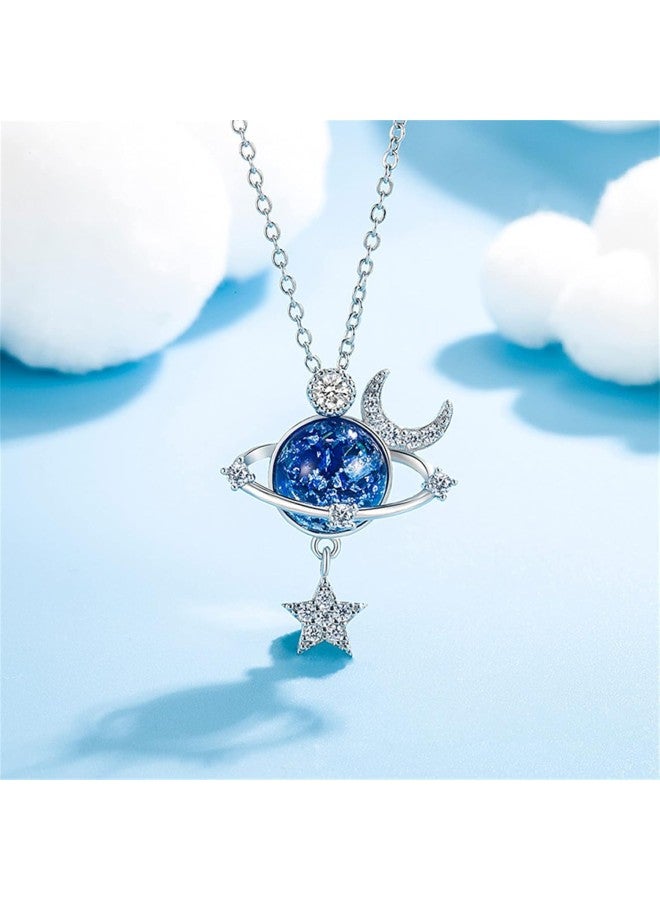 klarako Star Moon Universe Necklace, Daughter & Granddaughter, Particular Star Silver Necklace, to My Daughter Moon & Stars Planet Necklace You are The Most Special Star in The Universe - Image 2