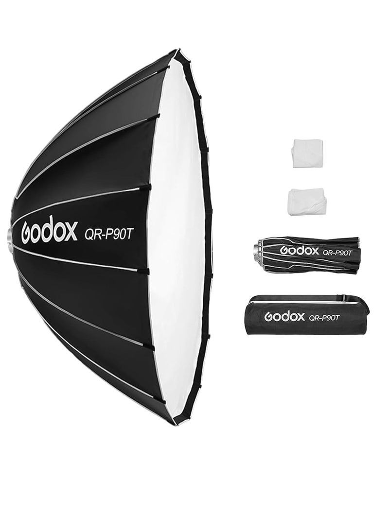 جودوكس صندوق إضاءة جودوكس QR-P90T مقاس 90 سم / 35.4 بوصة – عاكس شبه دائري بقاعدة باوينز، موزع ضوء للتصوير الفوتوغرافي والفيديو وإضاءة الاستوديو - Image 1