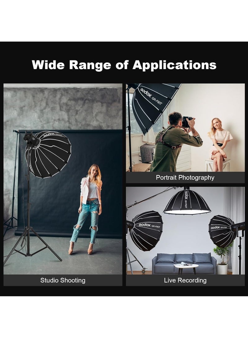 جودوكس صندوق إضاءة جودوكس QR-P90T مقاس 90 سم / 35.4 بوصة – عاكس شبه دائري بقاعدة باوينز، موزع ضوء للتصوير الفوتوغرافي والفيديو وإضاءة الاستوديو - Image 2