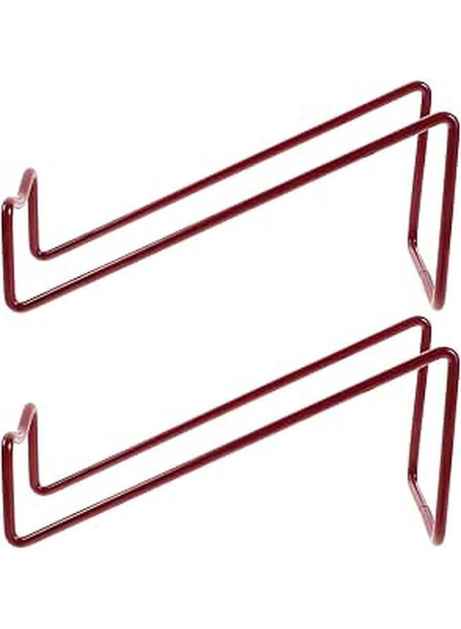 Metal Wine Bottle Holder Set Of 2 Small Red Decorative Stand For Home Dining Tabletop Display - Image 1