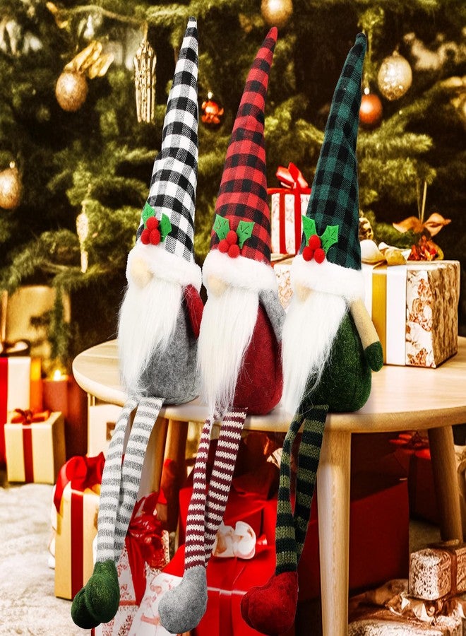 Teeker 3Pcs Christmas Gnomes Plush - Xmas Gnomes Santa Scandinavian Tomte Ornaments - Buffalo Check Plaid Christmas Doll - Xmas Decorations for Home, Office, Indoor for Women, Gnomes Lovers - Image 5