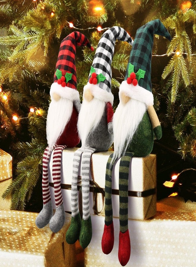 Teeker 3Pcs Christmas Gnomes Plush - Xmas Gnomes Santa Scandinavian Tomte Ornaments - Buffalo Check Plaid Christmas Doll - Xmas Decorations for Home, Office, Indoor for Women, Gnomes Lovers - Image 1