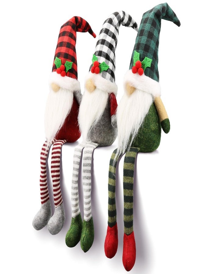 Teeker 3Pcs Christmas Gnomes Plush - Xmas Gnomes Santa Scandinavian Tomte Ornaments - Buffalo Check Plaid Christmas Doll - Xmas Decorations for Home, Office, Indoor for Women, Gnomes Lovers - Image 3