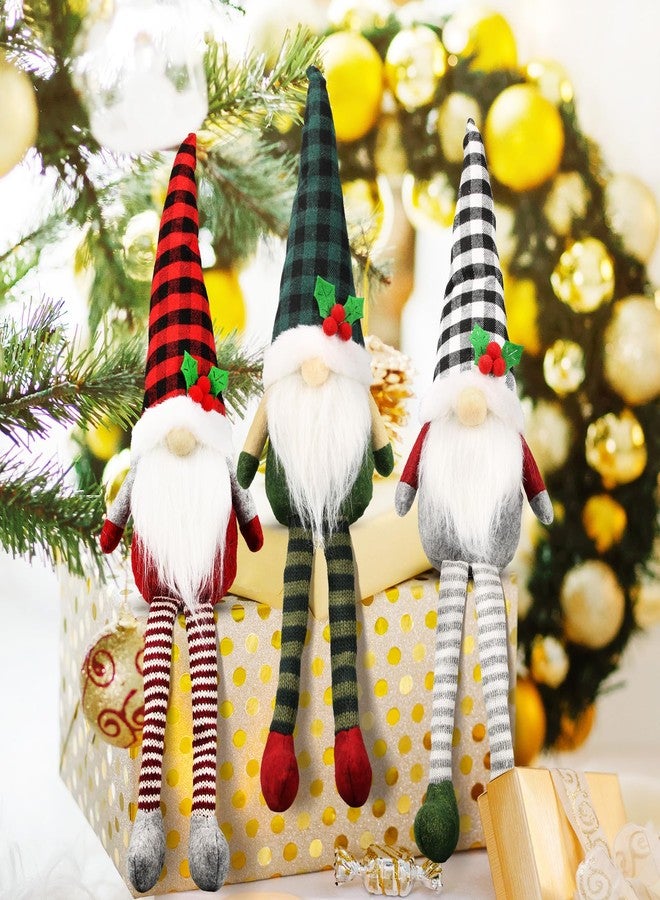 Teeker 3Pcs Christmas Gnomes Plush - Xmas Gnomes Santa Scandinavian Tomte Ornaments - Buffalo Check Plaid Christmas Doll - Xmas Decorations for Home, Office, Indoor for Women, Gnomes Lovers - Image 4