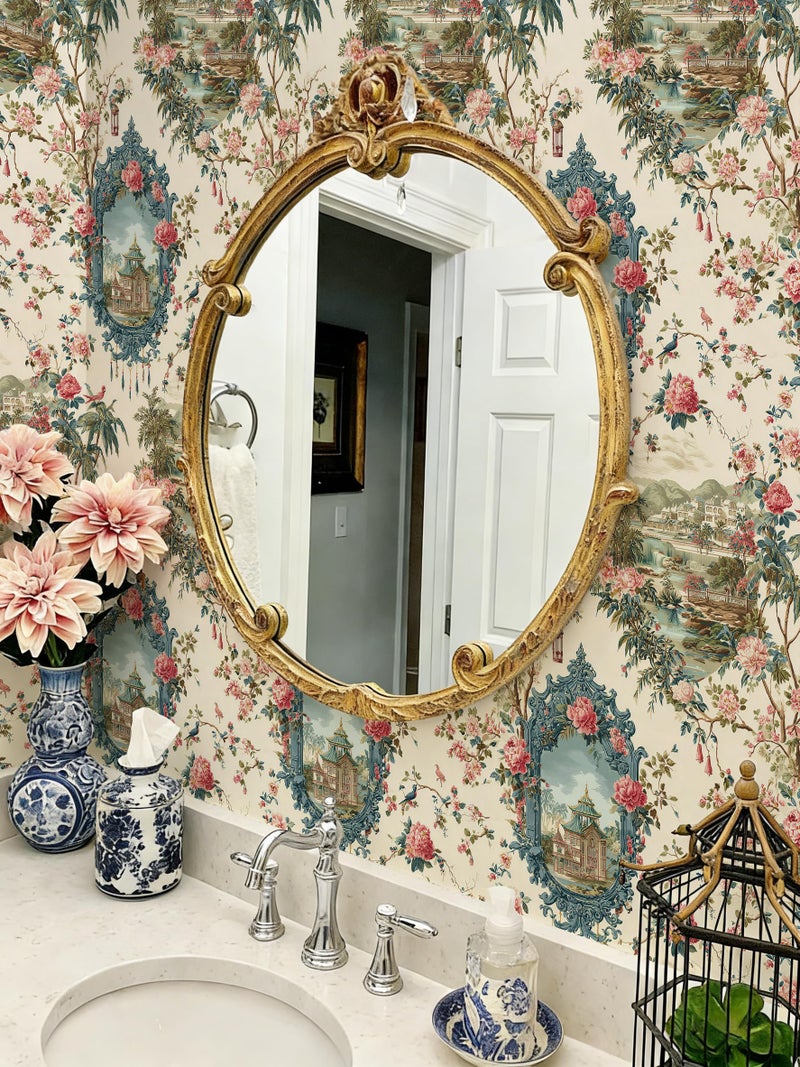Froluya Peel and Stick Wallpaper Vintage Floral Contact Paper 16.9" x 118.1" Peony Floral Wallpaper Peel and Stick Retro Self Adhesive Removable Wallpaper for Kitchen Bathroom Decor Waterproof Vinyl - Image 3