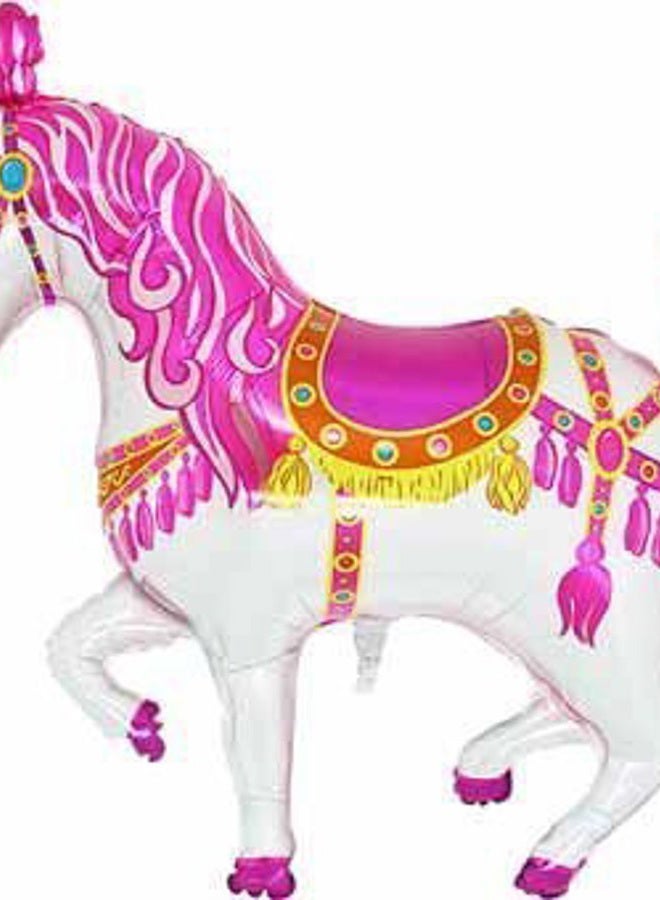 Toyland Grabo 90cm Pink Circus/ Carousel/ Carnival Horse Shaped Foil Balloon