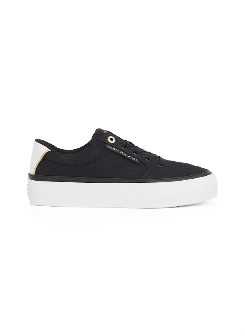 TOMMY HILFIGER Women's Essential Textile Trainers - Cotton, Black