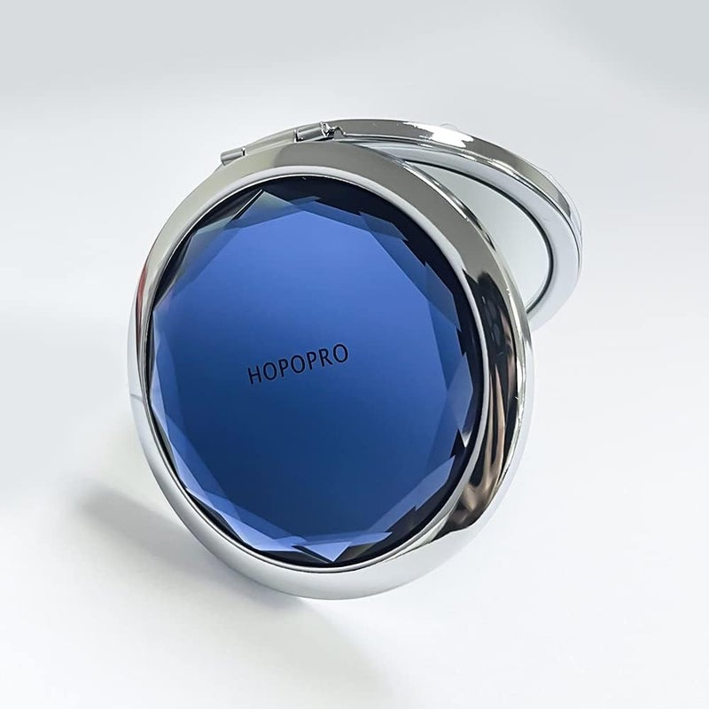 HOPOPRO HOPOPRO Compact Mirror Travel Makeup Mirror Sapphire Gradient Mirror Folding Mini Pocket Mirror Portable Hand Mirror Double-Sided Easy to Carry for Handbag Purse Pocket 