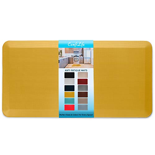 ComfiLife Anti Fatigue Floor Mat 34 Inch Thick Kitchen Mats for Floor Standing Desk Mat Kitchen Rug Comfort at Home Office Durable Stain Resistant NonSlip Bottom 20 x 39 Mustard