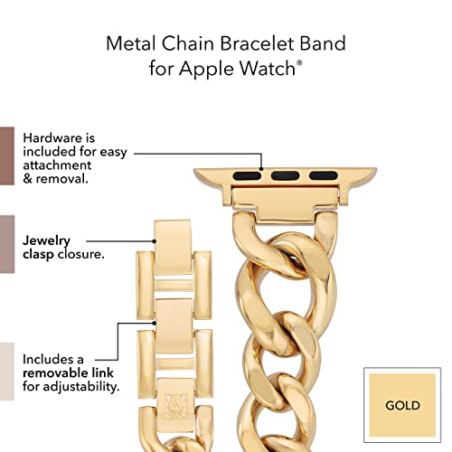 ANNE KLEIN WITHit Anne Klein Fashion Chain Bracelet for Apple Watch, Secure, Adjustable, Apple Watch Replacement Band, Fits Most Wrists (42/44/45mm, Gold) - Image 4