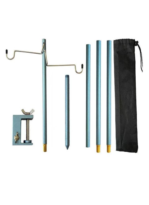 4 Section Camping Lantern Stand, Portable Folding Lamp Stand, Adjustable Height Light Hanging Poles, Strong Durable Lantern Pole For Camping, BBQ, Hiking, Fishing, Garden, (1pc, Blue)