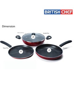 4 Piece Nonstick Cookware Jumbo Set  | 26cm Tawa , 24cm Fry Pan, 24cm Kadai | Insulated Handle Powered with Premium Grip - pzsku/Z14507ACCEDECBE23048BZ/45/_/1732437226/d95ce2a5-2105-4d49-9a99-1c4f6282a1c7