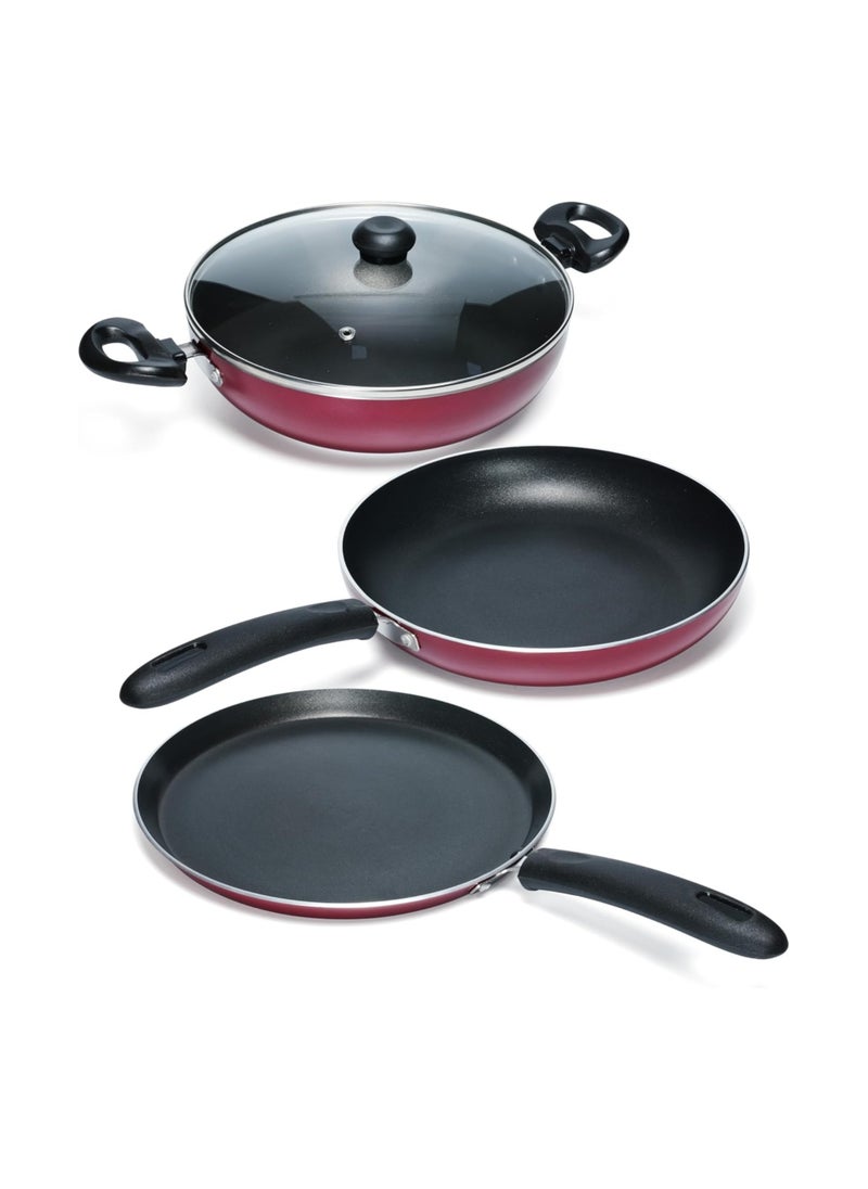 British Chef 4 Piece Nonstick Cookware Jumbo Set  | 26cm Tawa , 24cm Fry Pan, 24cm Kadai | Insulated Handle Powered with Premium Grip  - Image 1