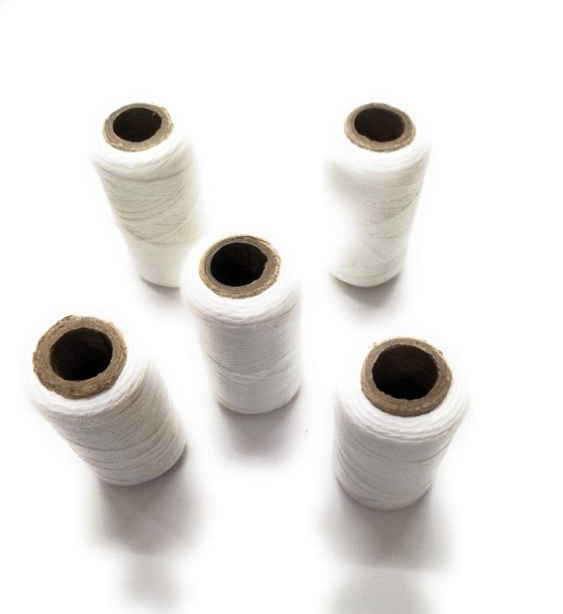 Hookcart Cotton Yarn Thread Unbreakable for Flower Garland Making and Other Crafts, White, Pack of 5 - Image 1