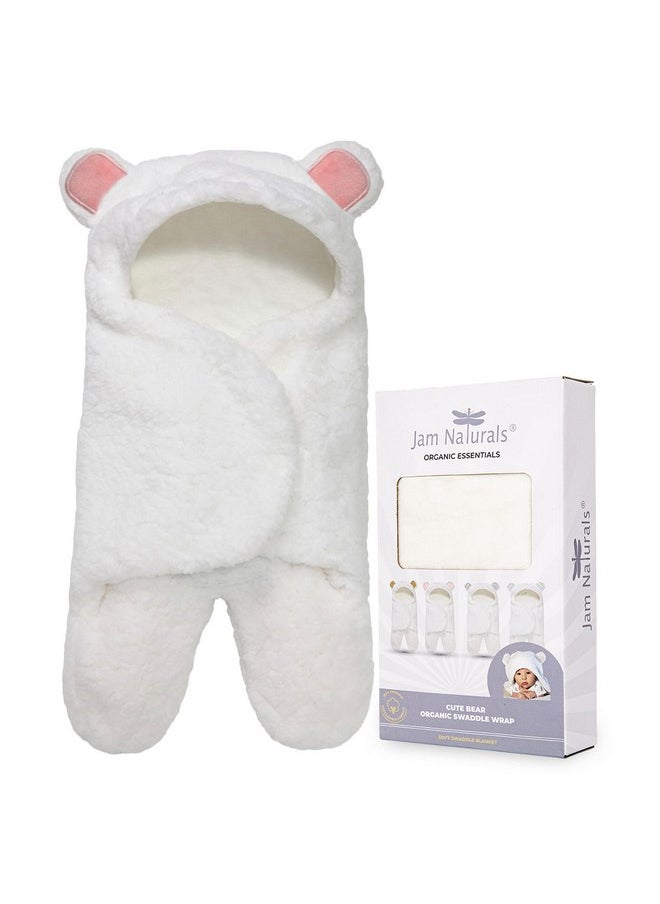 Jam Naturals Jam Naturals- Baby Swaddle Blanket, Cute Bear Organic Receiving Swaddling Wrap, Newborn Baby Girl Soft Plush Registry Gift (Pink 0-3)  - Image 1